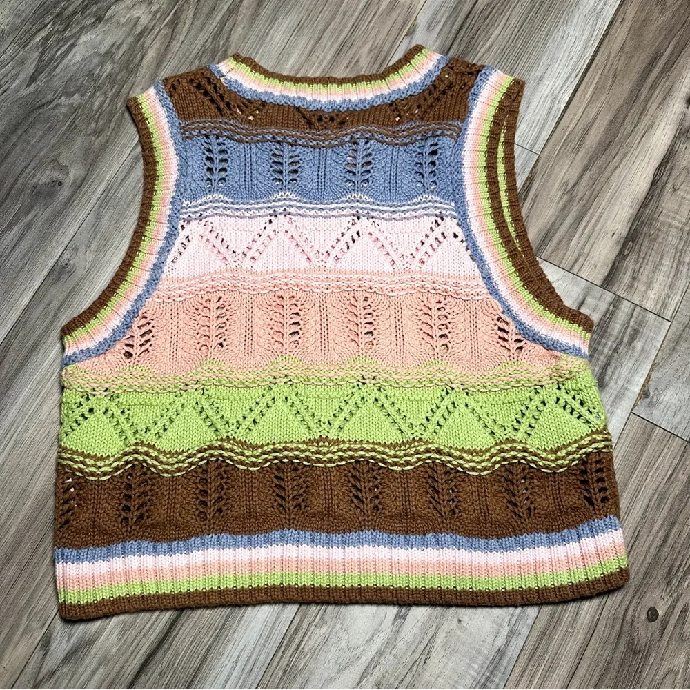 Zara Multicolor Crochet Knit Sleeveless Vest Top